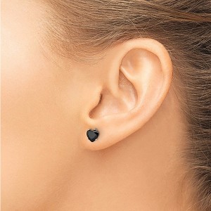 Chisel Stainless Steel Polished 6mm Black Heart Cubic Zirconia Stud Earrings - 1 of 4