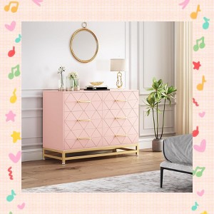 Garvee Elegant Black 6-Drawer Dresser with Gold Handles -Anti-Tipping Device – Perfect for Safe and Spacious Storage - 1 of 4