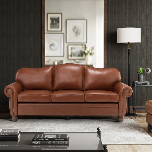 Leather sofa clearance with removable cushions