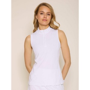 Danielle K. Karina Sleeveless Quarter Zip Mock Neck Top: - 1 of 4