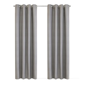 Thermaplus 100% Polyester Mason Lightweight Texture Printed Blackout Grommet Curtain Panel Silver - 1 of 4