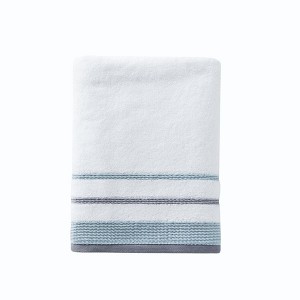 Saturday Knight Ltd Go Round Soft Terry And 2-Tone Striped Border Bath Towel - 27x50", White - 1 of 4