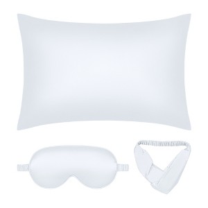 Unique Bargains Hair Skin Eye Mask Hair Band Envelope Breathable Satin Pillowcase Set Queen 20"x30" - 1 of 4