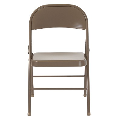 Hercules Series Premium Beige Metal Folding Chair, Double Braced, 2-Pack