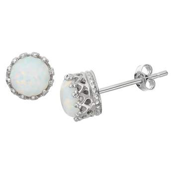 6mm Round-cut Opal Crown Earrings