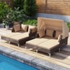 Tangkula Outdoor Daybed w/ Retractable Canopy PE Wicker Rattan Patio Double Chaise Lounger - 4 of 4