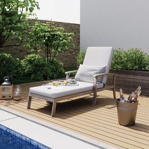 HAPPATIO Chaise Lounge Chair Outdoor - Patio Aluminum Chaise Lounge Chair, Adjustable Positions Chair - 1 of 4