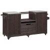 Rolling Kitchen Cart With Big Green Egg Grills And Drawer,Solid Wood Kitchen Island Cart With Grill With Stainless Steel Top -Maison Boucle - 4 of 4