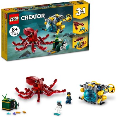 LEGO Creator 3in1 Sunken Treasure Mission 31130 Building Set; With an Octopus Toy and Submarine Toy