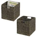 mDesign Woven Seagrass Home Storage Basket for Cube Furniture, 2 Pack