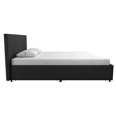 Kelly Dark Gray Upholstered Queen Bed with Storage Drawers