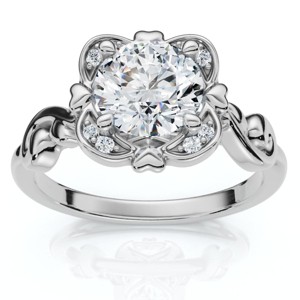 Pompeii3 1.02Ct Floral Petal Diamond Engagement Ring 14k Gold or Platinum Lab Created - 1 of 4