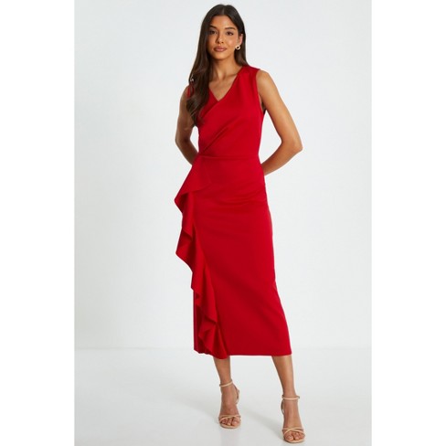 Scuba Crepe Wrap Frill Midi Dress Target