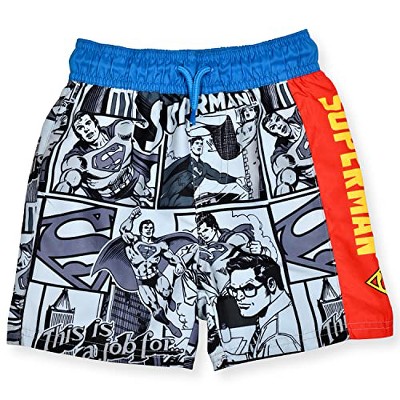 Warner Bros Boy's Superman Print Quick Dry Swim Shorts, Blue, Size 5 ...