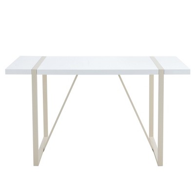 Fontoi Dining Tables, Rectangular Dining Table with Metal Legs Frame for Home Kitchen Office Terrace, White, 55"*31.5"*31.5"