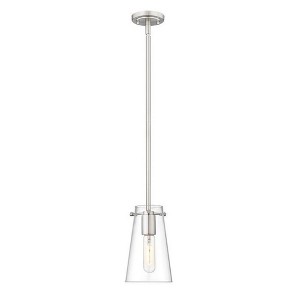 Kira 1-Light Pendant - Modern Steel Design with Clear Glass Shade, Dimmable, 60W - 1 of 4