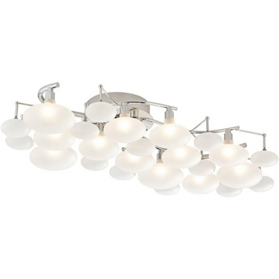 Lilypad Chrome 12-Light Frosted Glass Semi Flush Mount Ceiling Fixture