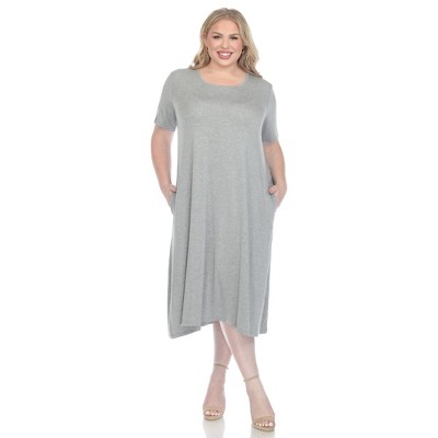 White Mark Plus Size Short Sleeve Midi Dress