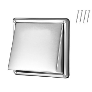 VEVOR 4 inch External Extractor Wall Vent Cover, Square AC Vent Gable Cover, Premium Stainless Steel & with Built-in a Protection Screen,1Pack,Silver - 1 of 4