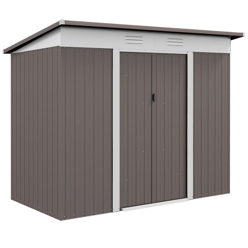 Outsunny Metal Garden Shed, Backyard Tool Storage Shed with Dual Locking Doors, 2 Air Vents and Steel Frame, 1 of 7