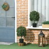 HOMCOM Set of 2 20.75" Artificial Boxwood Topiary Trees with Fruit, Potted Indoor Outdoor Fake Plants for Home Office Living Room Decor, Orange - 3 of 4