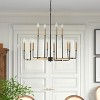 Dewdrop Modern 12-Light Candle Chandelier, Black and Gold Linear Pendant Light Fixture for Dining Room or Foyer - 3 of 4