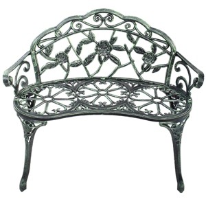 Antique Aluminum Bench Patio Garden Chair Porch Cast for Outdoor Green - 1 of 4