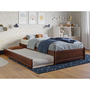 AFI Furnishings Twin Panel Platform Bed with Twin Trundle in Walnut - 1 of 4