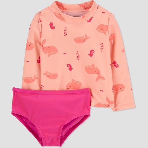 Red Long Sleeve Rashie, Kids Swimwear