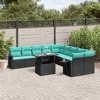 vidaXL 11 Piece Garden Sofa Set with Cushions Black Poly Rattan - Black - 2 of 4
