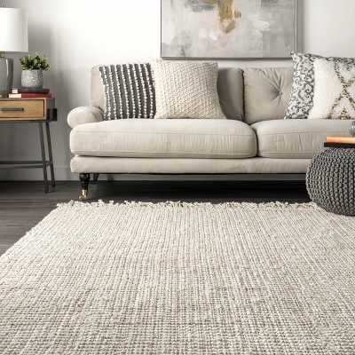 Handwoven Off-White Chunky Jute 2' 6" x 6' Runner Rug