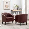 KINWELL Set of 2 PU Faux Leather Club Armchair with Nailheads - 4 of 4