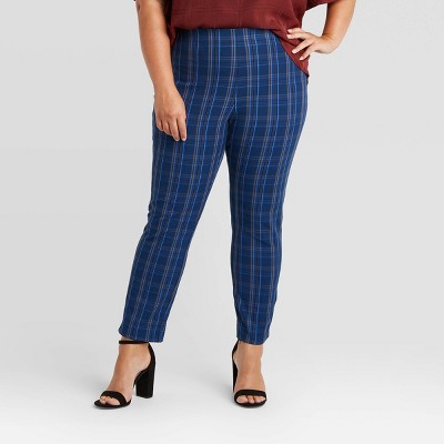 plus size plaid skinny pants