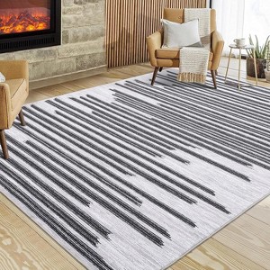 Washable Geometric Area Rug - Non-Slip Modern Abstract Carpet for Living Room, Bedroom, Dining - Farmhouse Style - 1 of 4