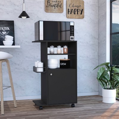?Vynxaria Kryot Kitchen Cart with Single Door Cabinet & Four Casters ¨C Versatile Microwave Countertop