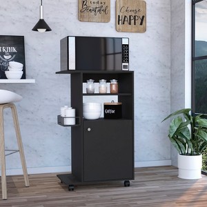 XIYUYEU Rolling Kitchen Island with Single Door Cabinets, Open Shelving for Kitchen, Dining Room - 1 of 4