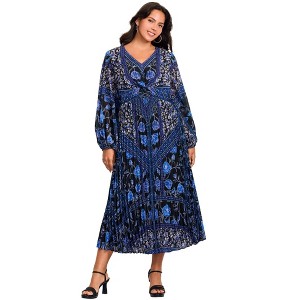 Avenue Women's Plus Size Harmony Twist Front Pleated Dress - 1 of 4