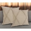 HomeRoots Set of Two Taupe and Brown Diamond Cotton Throw Pillow With Fringes - 2 of 4