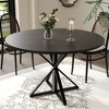 Round Dining Table for 4, 47" Farmhouse Kitchen Table, Circle Dinner Table with Heavy Duty Metal Base, Wood Dining Room Tables - 3 of 4