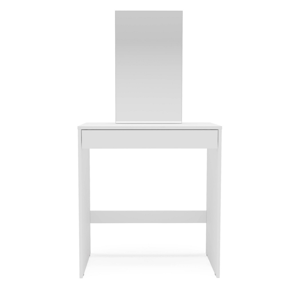 Kansas Vanity with Mirror White - Polifurniture: Modern Design, 1 Drawer, Wood Composite, 90 Day Warranty