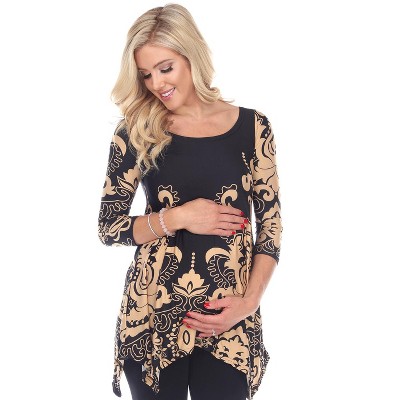 Maternity Scoop Neck Ganette Tunic with Pockets - White Mark