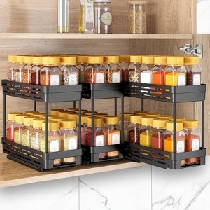 LunaLulinlk 3 Packs Pull Out Spice Rack Organizer for Cabinet, Slide Out Spice Racks Organizer, Each Tier Hold 10 Spice Jars - 2 Tier - 1 of 4
