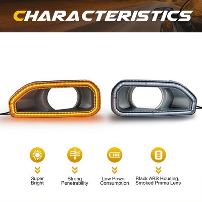 Amber and White LED Plastic Fog Light Covers for SUV