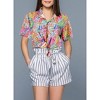 LA LEELA Women's Button Down Blouses Casual Summer Beach Party Blouses Shirt Open Front Blouse Short Sleeve Shirts Hawaiian for Women - 4 of 4