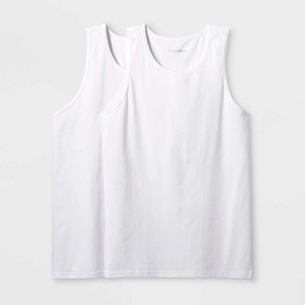 Pair of Thieves Men's Tank Undershirt 2pk - White L: Moisture Wicking, Breathable Fabric