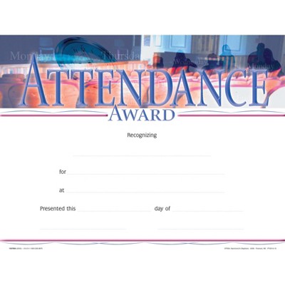 Hammond & Stephens Attendance Award Recognition  Award - Fill in the Blank, 11 x 8-1/2 inches pk of 25