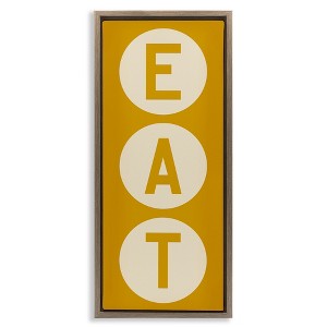 Stupell Industries Retro Style Eat Circle Letters Sign Floating Frame Canvas Art, Brown, 15" x 31" - 1 of 4