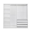 67"W Doorless Wardrobe Clothing Armoire Closet Storage Cabinet  with 3 Drawers, Hanging Rails and Storage Shelves, White/Natural-ModernLuxe - 4 of 4