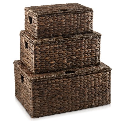 Farmlyn Creek 2 Pack Decorative Water Hyacinth Storage Baskets With 3  Compartments For Bathroom, Laundry Room, Nursery : Target