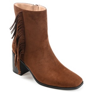 Journee Collection Womens Noriah Tru Comfort Foam Inside Zip Stacked Heel Booties Brown 8.5 - 1 of 4